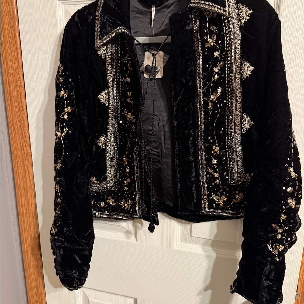 Free People Black Embroidered Blazer - Picture 2 of 8